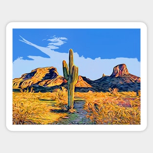 Arizona Desert - Saddle Mountain - Impressionistic Art Sticker